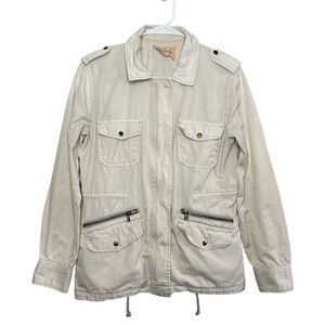 Lily Aldridge For Velvet Graham & Spencer Cream Army Lightweight Jacket Petite